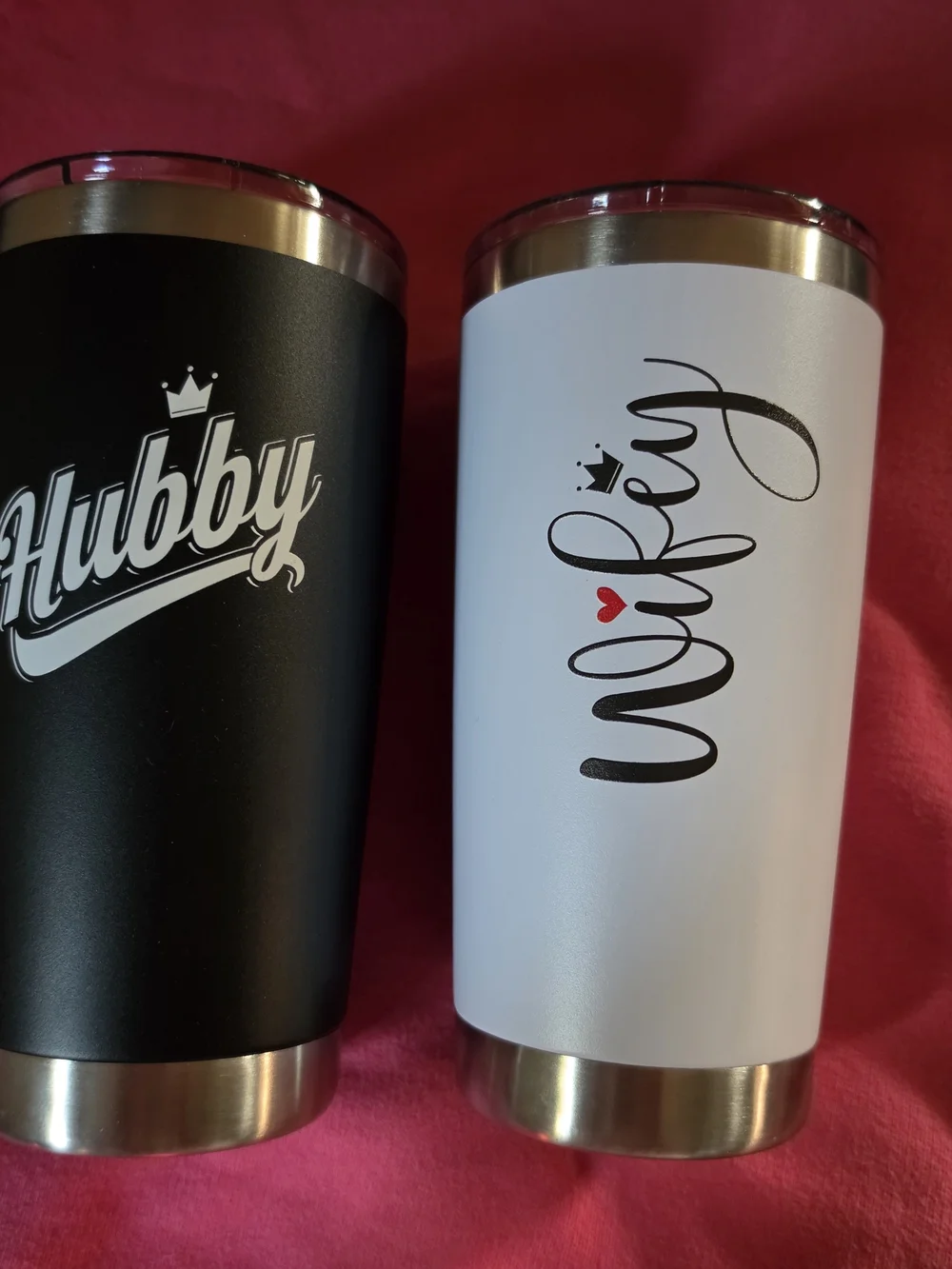 Hubby & Wifey Stainless Steel Tumbler Set - Black & White